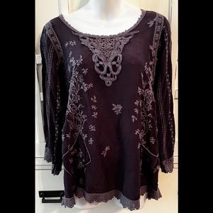 Johnny Was Purple Embroidered Tunic